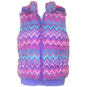 Puffer Vest jacket hooded purple pink blue